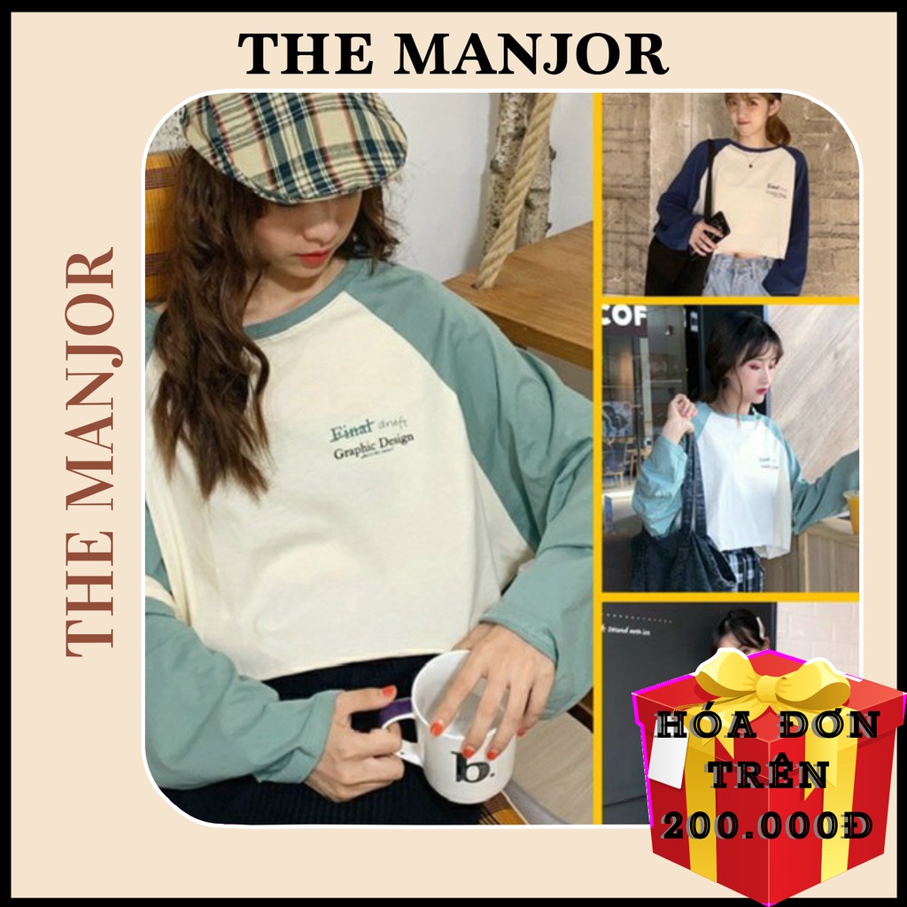 ÁO CROPTOP FOM RỘNG TAY DÀI | Áo vintage tay dài raglan  | steven.factory