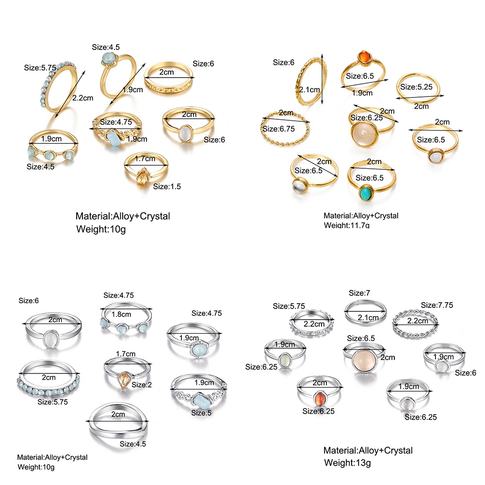 Set nhẫn 17KM mạ vàng/ bạc thiết kế vintage cho nữ