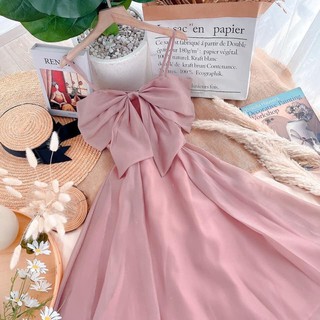 Đầm xoè nữ công chúa 2 dây nơ to thiết kế sang trọng