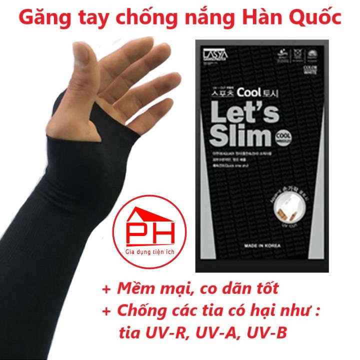 Đôi Găng tay CHỐNG NẮNG xỏ ngón Hàn Quốc Let's Slim Aqua (Nhiều mầu) - Chống tia UV , vải dầy dặn - Gia dụng Phước Hòa