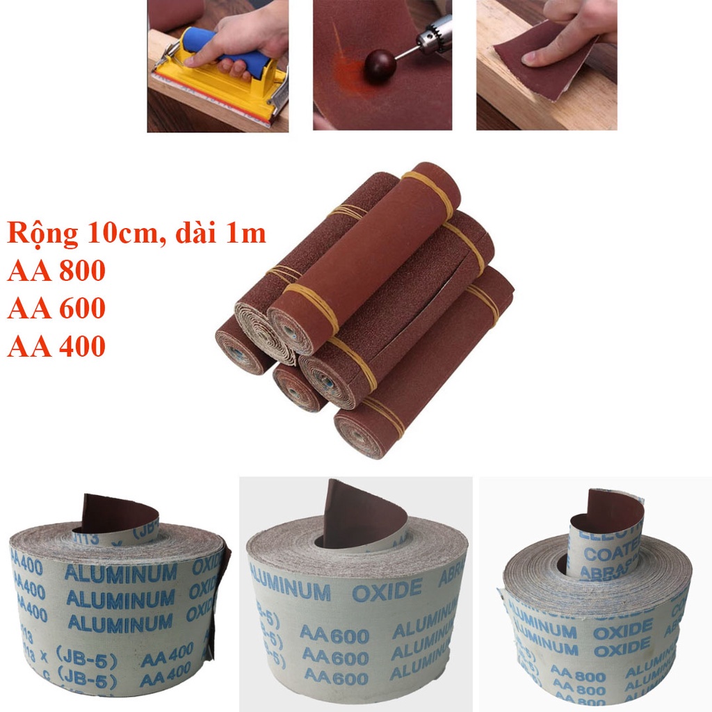 Nhám vải, giấy nhám siêu mịn 800 600 400, hiệu JB5, quy cách bề ngang 10cm, dài 1m