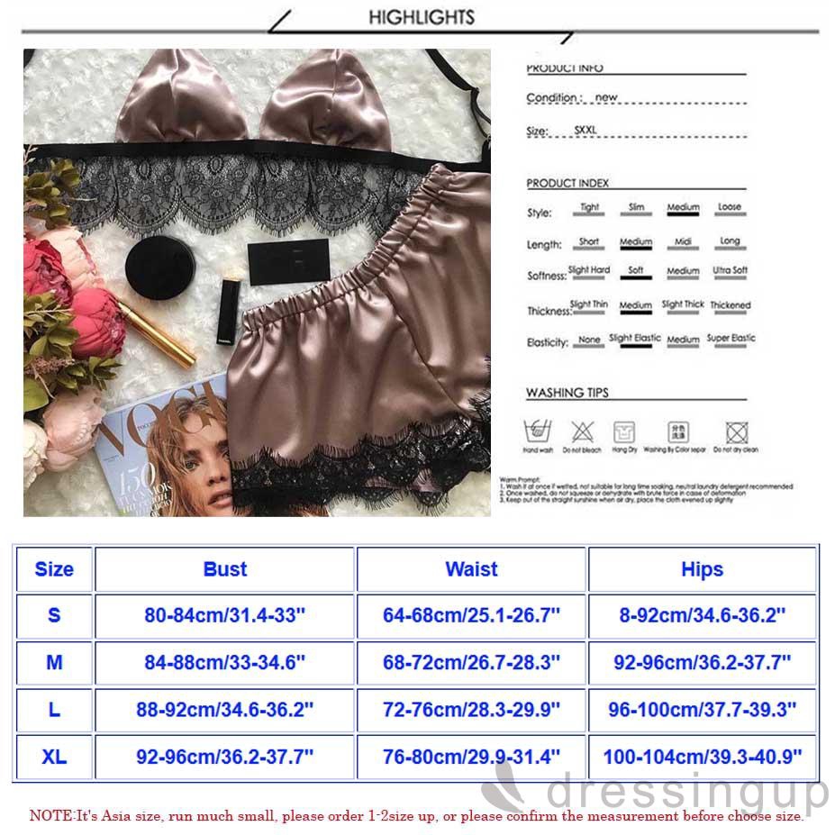 Bộ áo ngực cổ xẻ V và quần ngắn ngủ phi bóng gợi cảm cho nữ