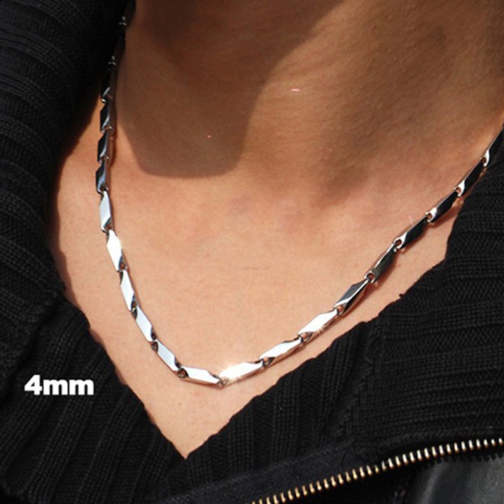 Dây chuyền nam inox hỏa tiễn 4mm trơn thép không gỉ