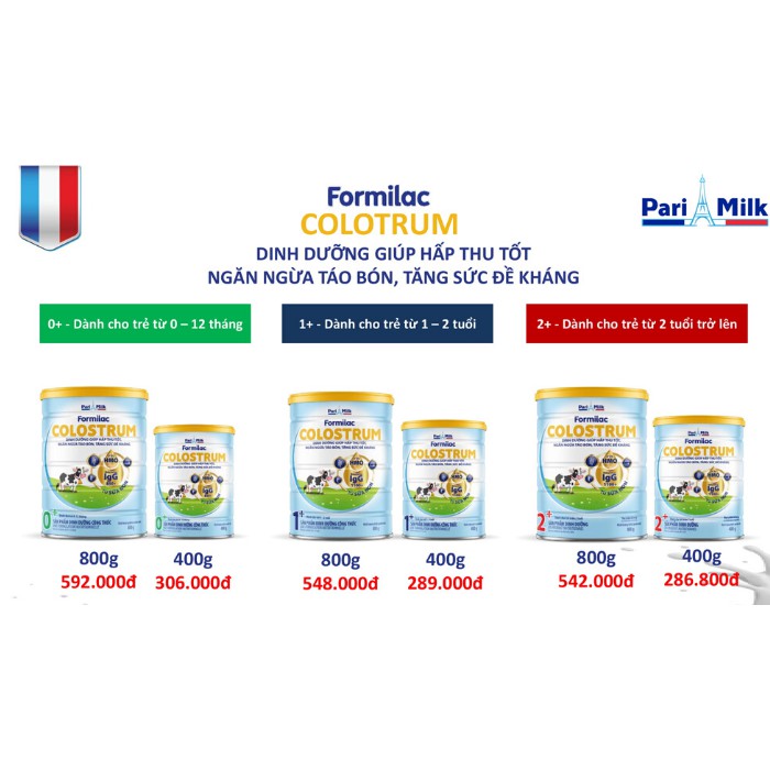 Sữa Formilac Colostrum Số 0+ lon 400g