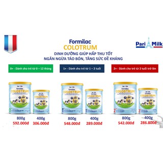 Sữa Formilac Colostrum Số 0+ (cho bé từ 0 - 12 tháng) 400g