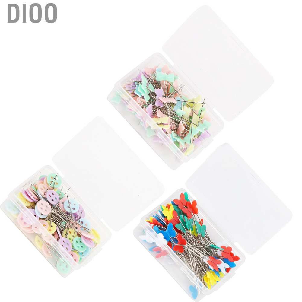 Dioo 100pcs Button Butterfly Bow Tie Head Sewing Pins Flat Straight Quilting