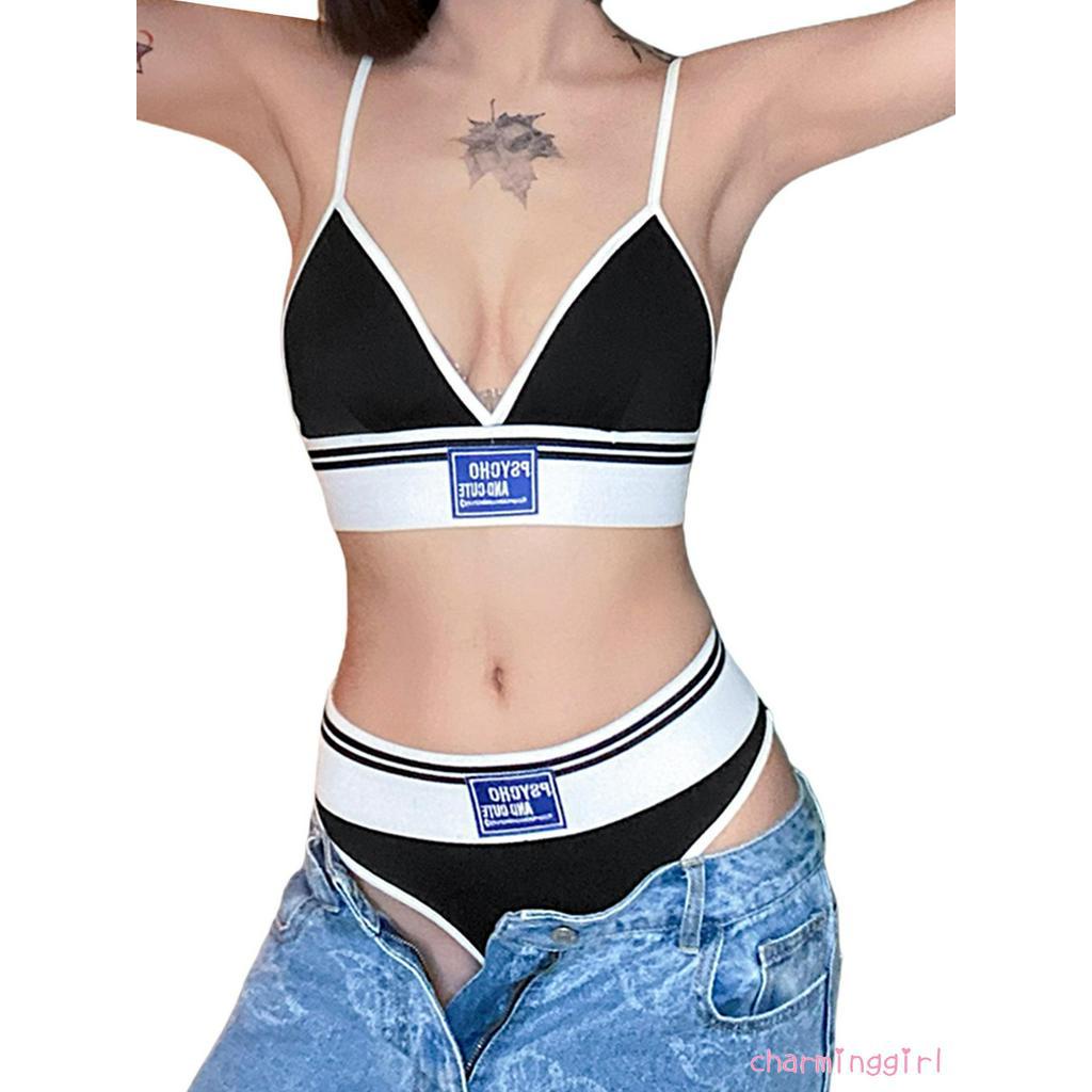 Set Đồ Lót 2 Mảnh Thêu Chữ Thời Trang Cho Nữ