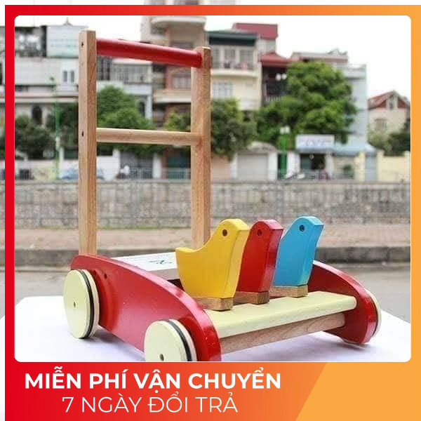Xe Tập Đi Bằng Gỗ 3 Con Gà Cao Cấp Cho Bé Yêu