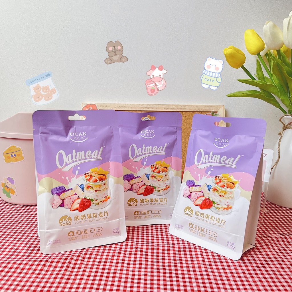 Ngũ cốc sữa chua hoa quả Ocak 400 gram ít béo dùng để ăn kiêng có hỗ trợ giảm cân Calbee Ankobe