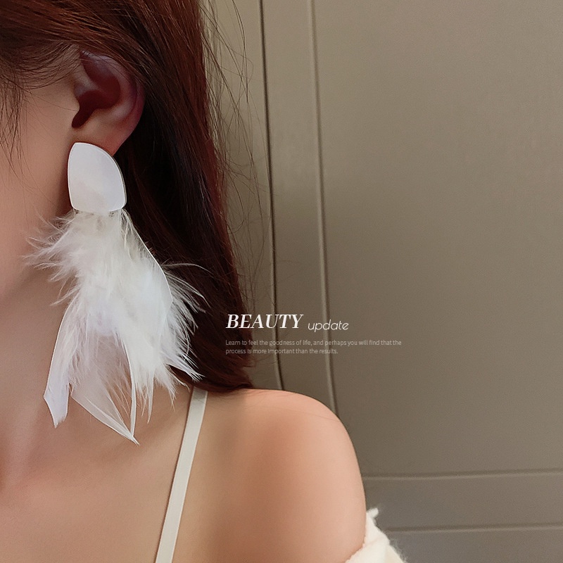 Bông tai mạ bạc 925 hình lông vũ thanh lịch