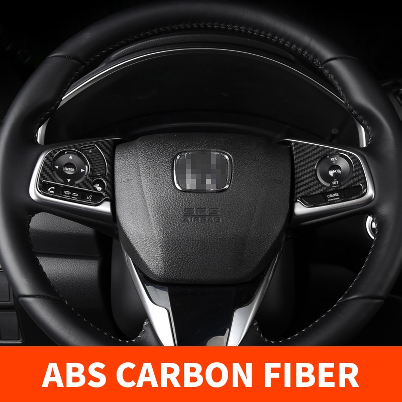 Miếng dán trang trí vô lăng xe hơi bằng ABS họa tiết sợi carbon cho Honda CRV CR-V 2017 2018 2019 2020