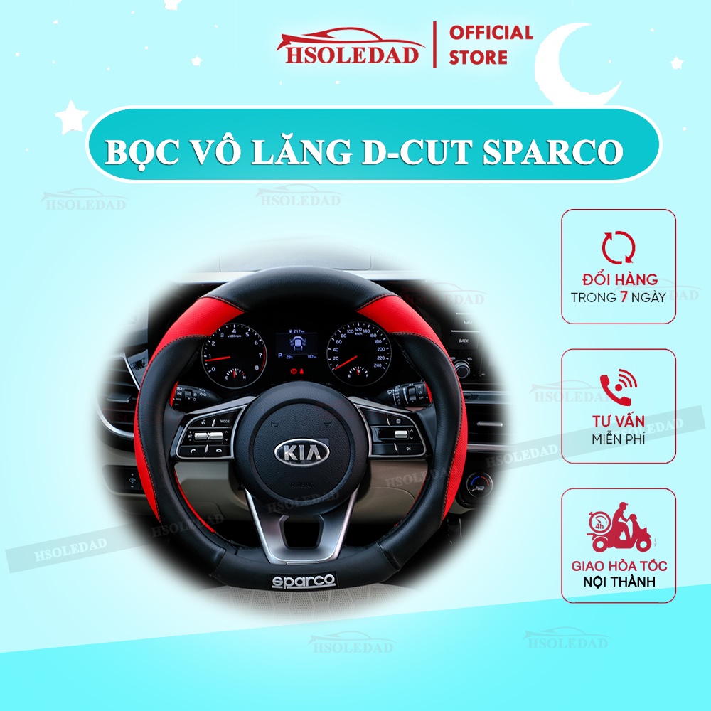 Bọc vô lăng dáng D-cut cho Kia Seltos, Volkswagen, Suzuki chính hãng Sparco, Mincar