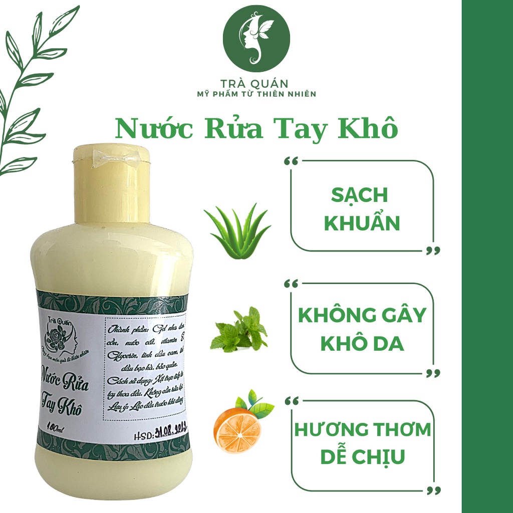 Nước Rửa Tay Khô Dạng Gel Có Khả Năng Kháng Khuẩn Làm Sạch Vượt Trội Dưỡng Ẩm Không Gây Khô Da Tay Trà Quán 100ml