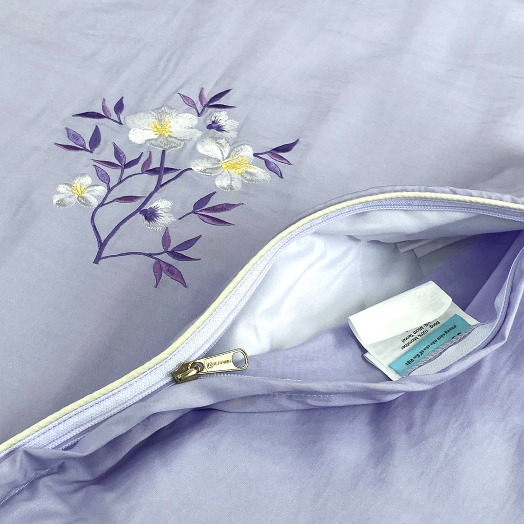 Chăn bốn mùa K-Bedding By Everon Màu Tím KMTS104 MicroTencel Thêu Họa Tiết