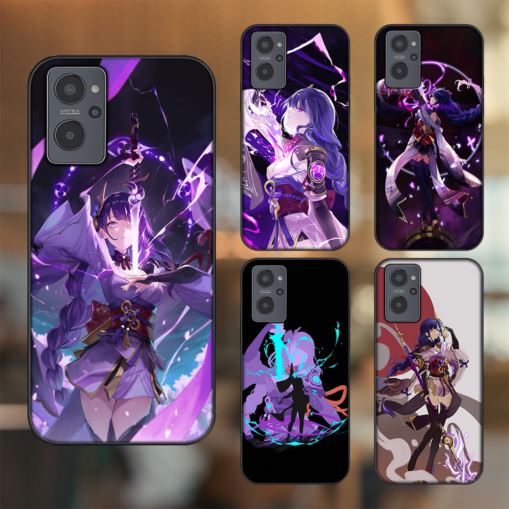 Ốp lưng Realme 9i viền đen in hình Raiden Shogun Genshin Impact