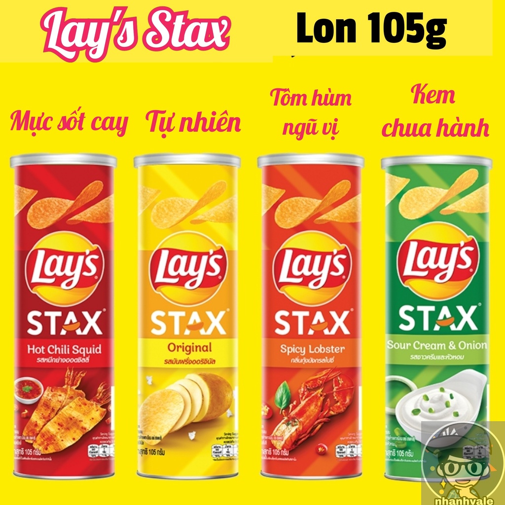 Snack Lay's STAX lon 105g đủ vị