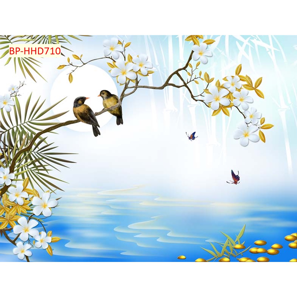 Tranh 3D INDOCHINE Vải Lụa Dán Tường Cao Cấp In Theo Kích Thước Yêu Cầu Có Keo Dán