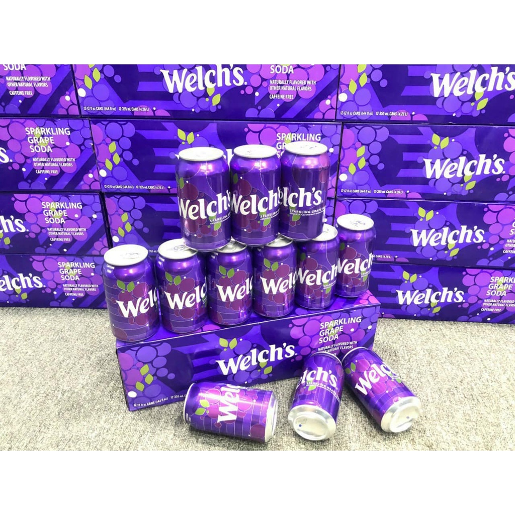 🍹🥃 Nước ngọt có ga Welch's vị dâu 🍓 và nho 🍇 - Mỹ 🇺🇸🇺🇸