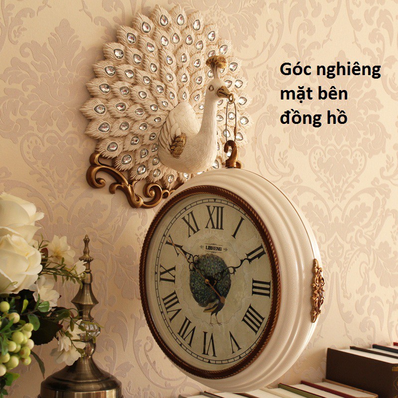 Đồng hồ treo tường 2 mặt CAO CẤP chim Khổng Tước