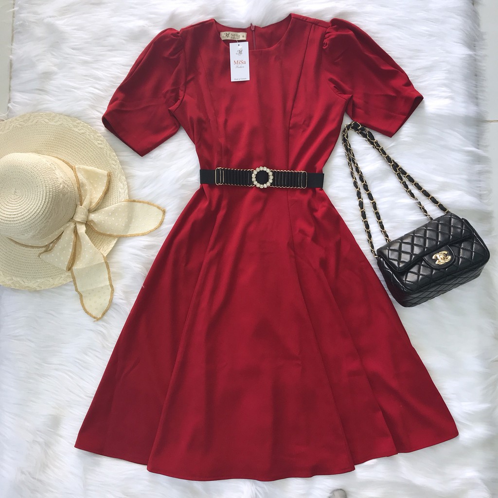 Đầm Xòe Đỏ Misa Fashion Siêu Sang, Vải Đẹp, Giá Rẻ - MS383 - Hàng nhập khẩu