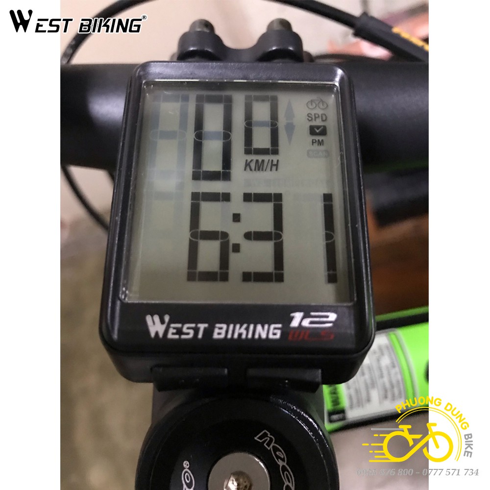 Đồng hồ đo tốc độ xe đạp không dây WEST BIKING 12WLS có đèn nền