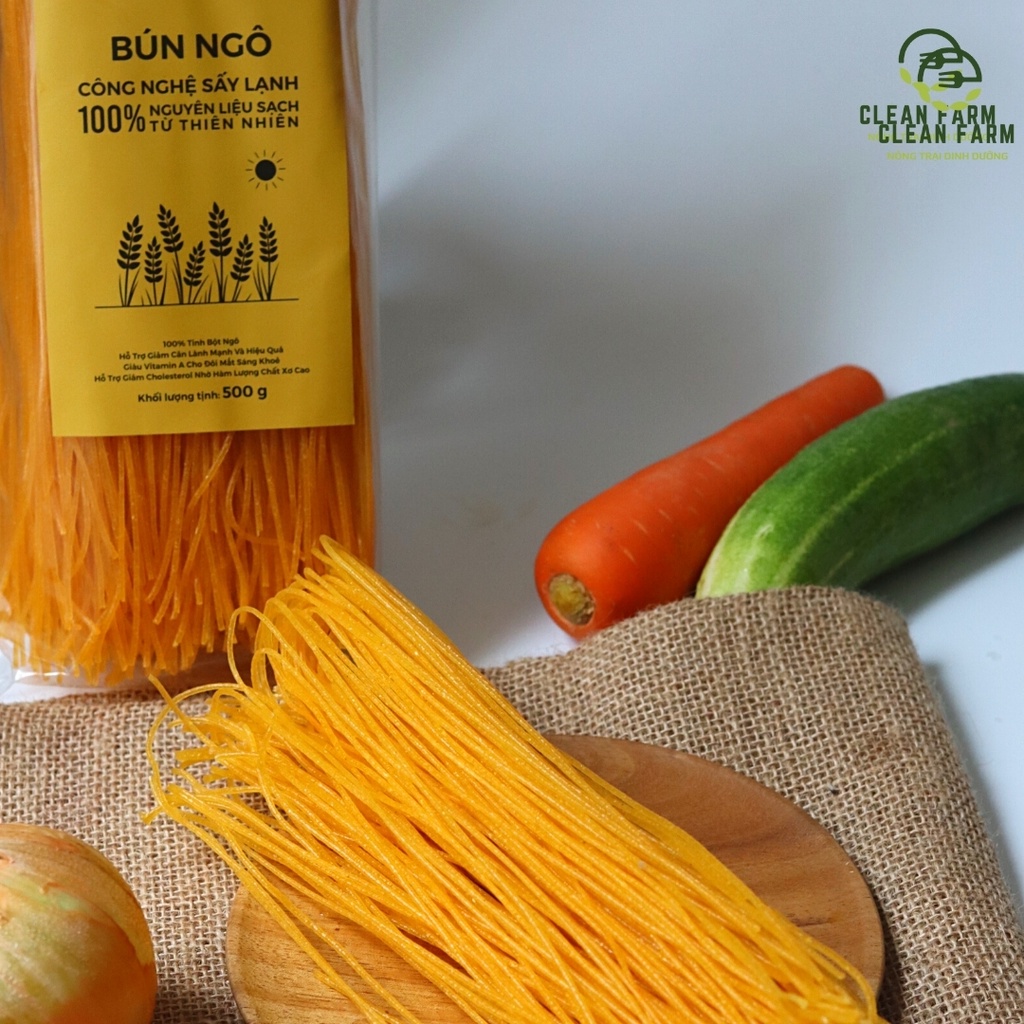 Bún Ngô CLEAN FARM - Túi 500g - Bún gạo khô 100% thành phần tự nhiên, không chất bảo quản, không phụ gia
