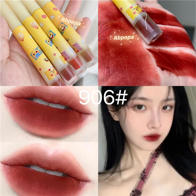 [Hàng mới về] Son kem lì ABPOPA PCU® mềm mại chống thấm nước thiết kế vỏ hình Emoji dễ thương