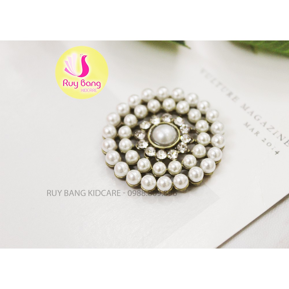 Khoen đá tròn, vuông, Center đá đính hoa vải handmade