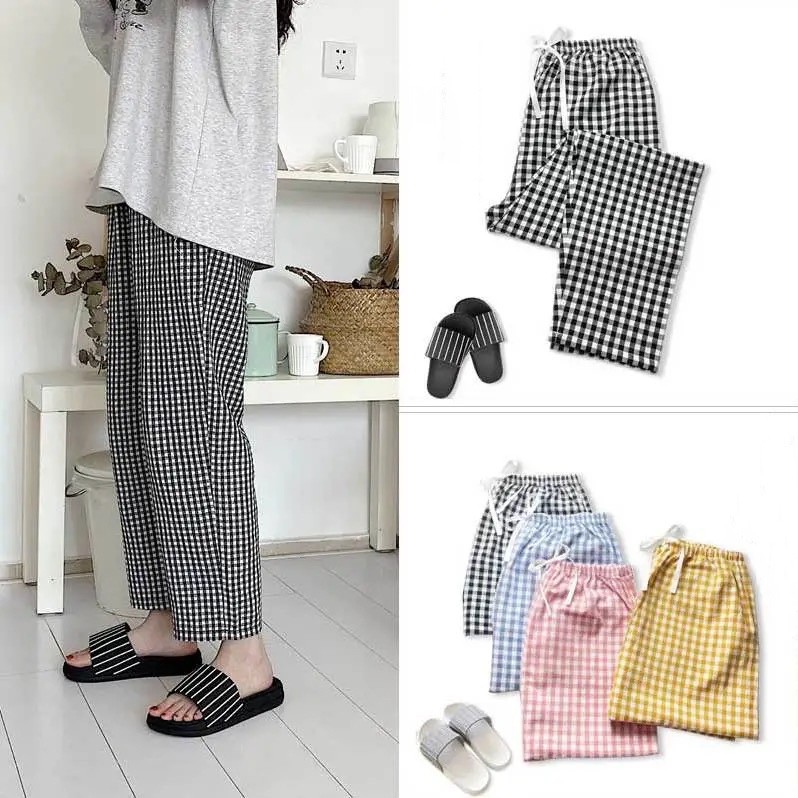 [CÓ SẴN] Quần ngủ pijama kẻ caro quần dài ngủ Hàn Quốc ullzang | BigBuy360 - bigbuy360.vn