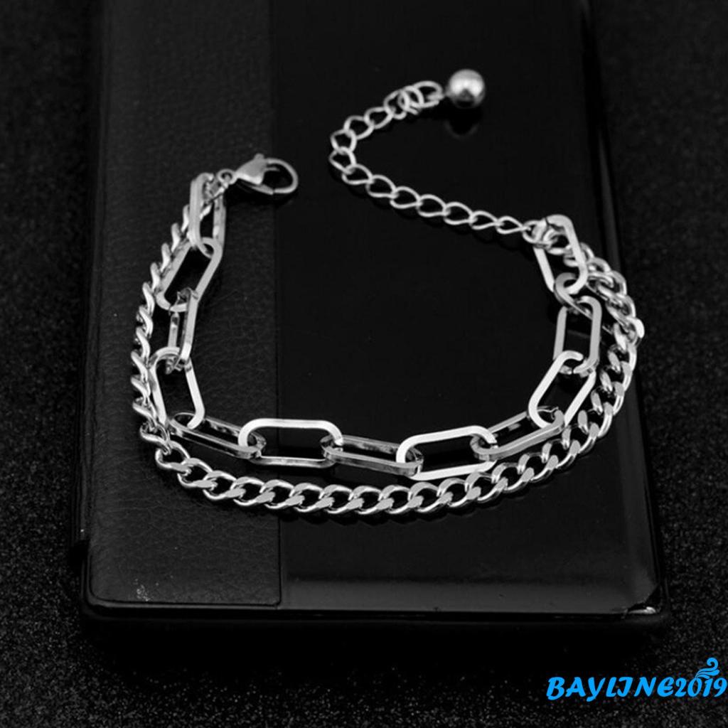 Vòng Tay Dây Xích Đôi Bằng Kim Loại Tùy Chỉnh Phong Cách Hip hop Thời Trang Cho Nam Và Nữ