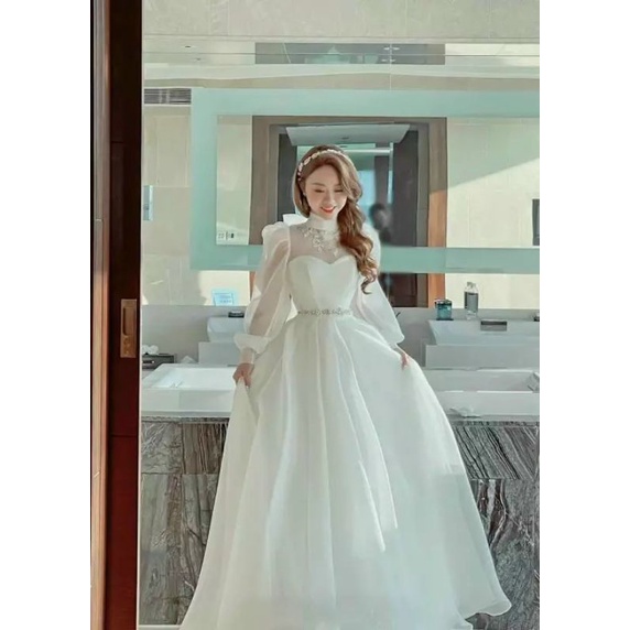ĐẦM DỰ TIỆC MAXI TAY PHỒNG KÈM HÌNH THẬT TRẢI SÀN