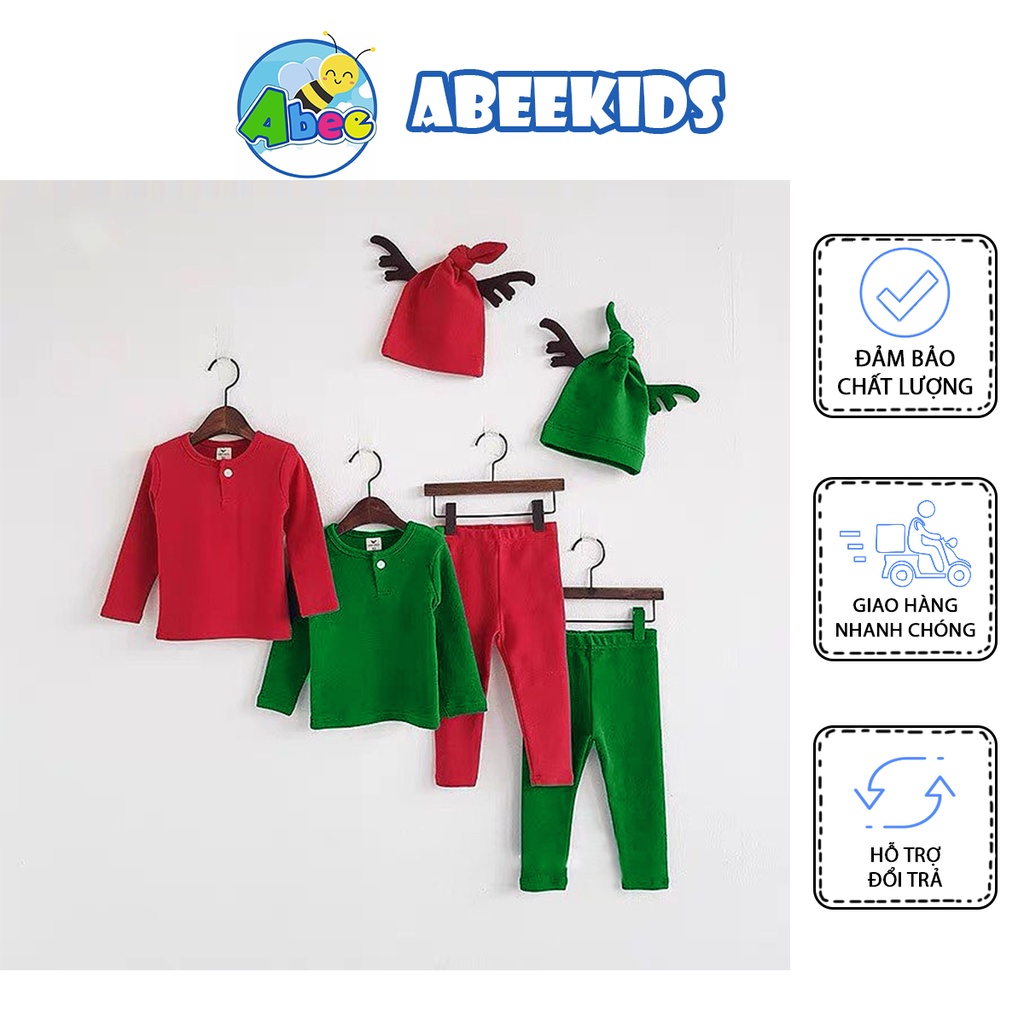 Bộ Tuần Lộc Giáng Sinh Noel Đi Chơi Thu Đông Cho Bé Trai Và Bé Gái Size 8-25kg Noel04