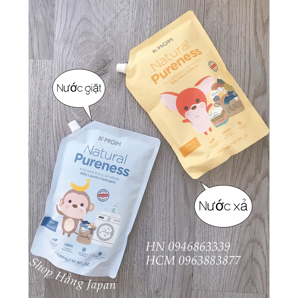 Nước giặt/ xả K-MOM ORGANIC Hàn quốc chai 1700ml/túi 1300ml hàng chính hãng