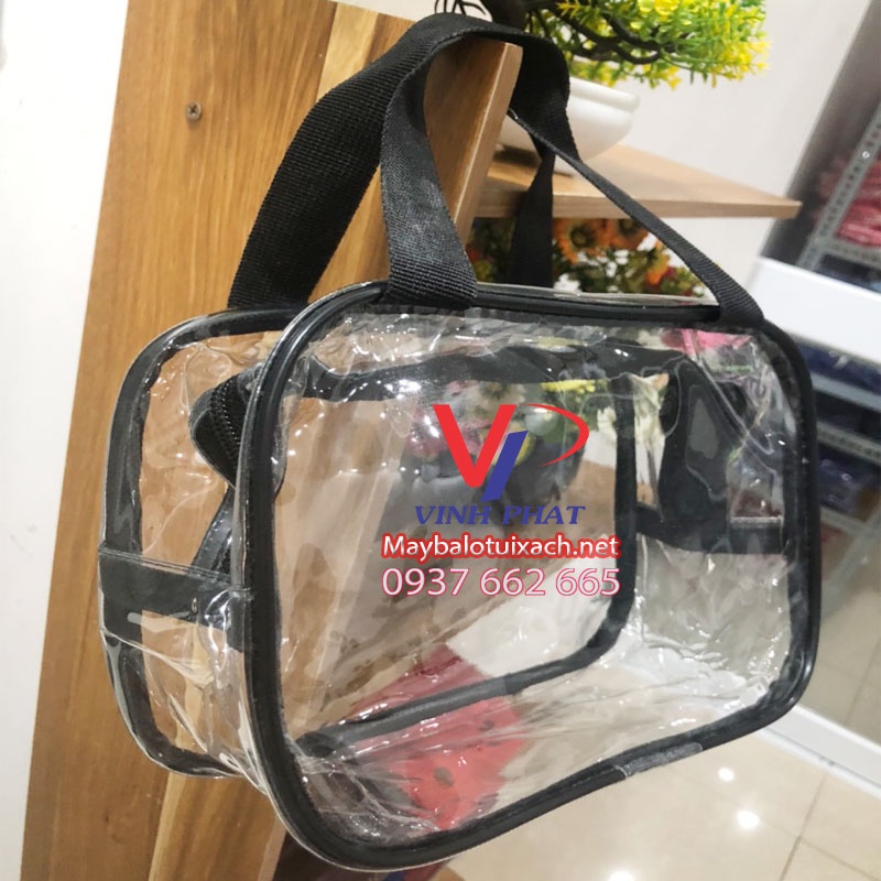 Túi nhựa PVC trong suốt nhỏ nhắn, gọn nhẹ viền đen sang trọng cao cấp