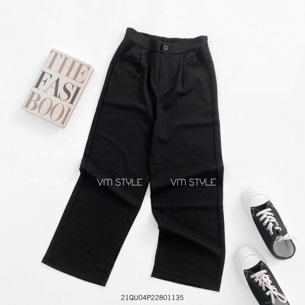 Quần đũi nữ VM STYLE lưng cao ống rộng suông co giãn phong cách trẻ trung - 21QU04P22801