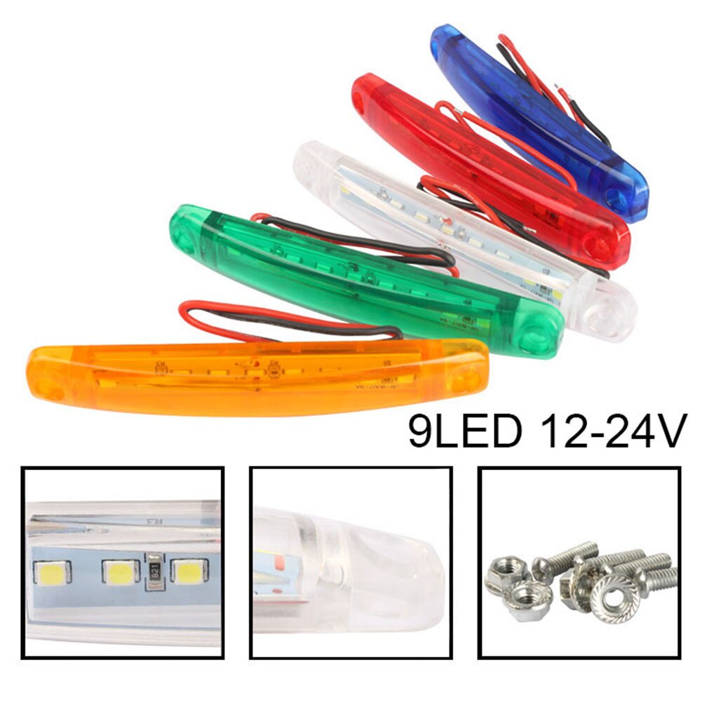 Set 2 Đèn LED Cảnh Báo 24V 9 Bóng Gắn Hông Xe Tải / Xe Moóc