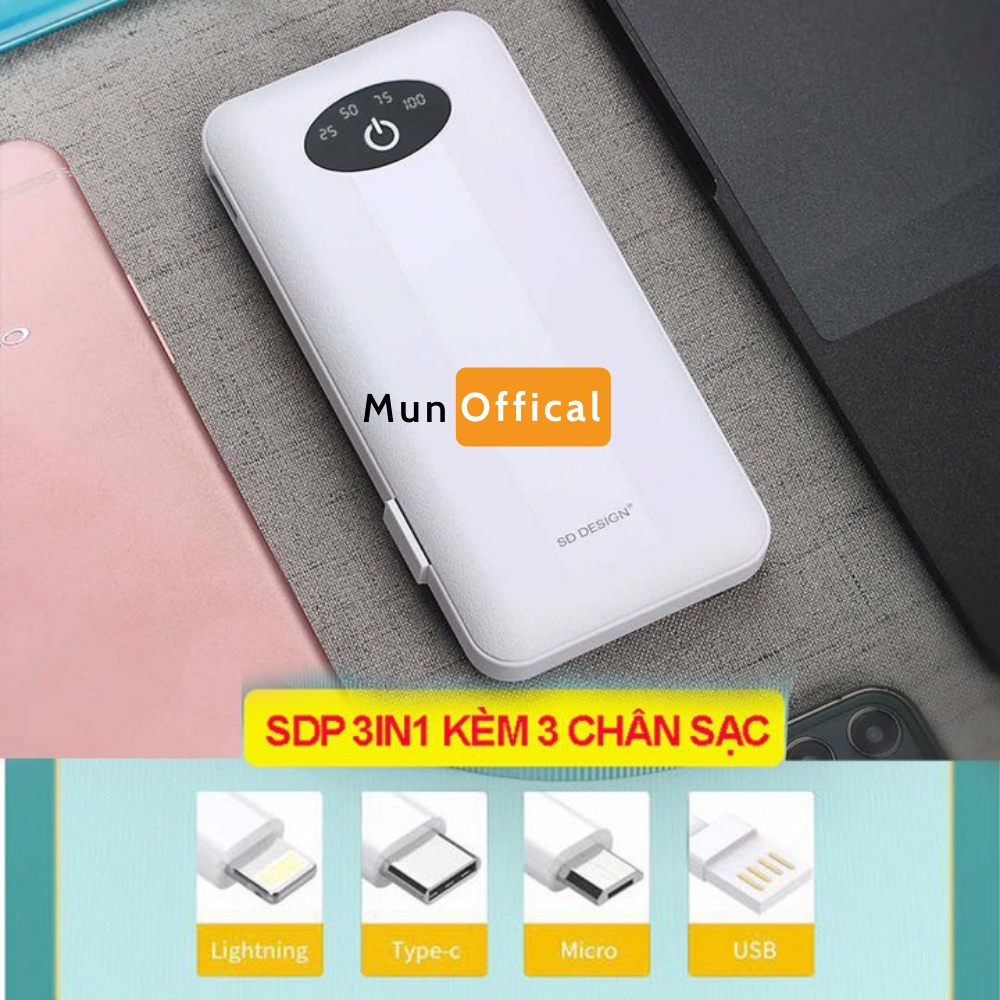 [Mã 155ELSALE giảm 7% đơn 300K] ⚡Sạc dự phòng chính hãng SD 10000mAh hỗ trợ sạc nhanh QC 2.0 Bảo hành 18 Tháng