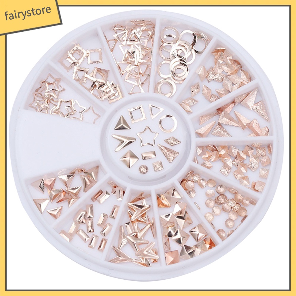 Hộp 240 phụ kiện mạ vàng đính móng tay ngộ nghĩnh dễ thương xinh xắn