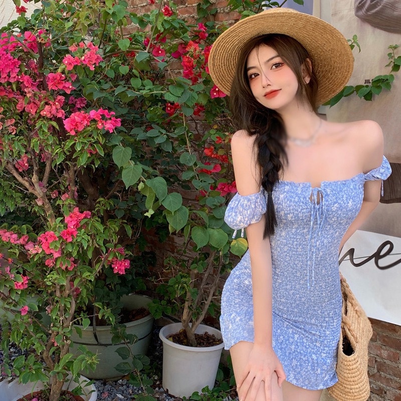 Đầm Tay Ngắn Dáng Ôm In Họa Tiết Thời Trang Quyến Rũ Cho Nữ