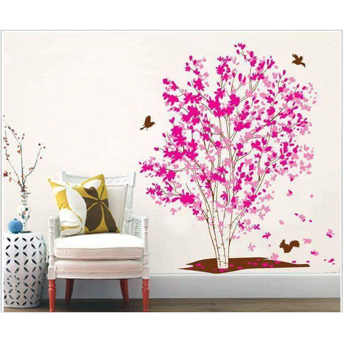 Decal dán tường Cây lá hồng | BigBuy360 - bigbuy360.vn