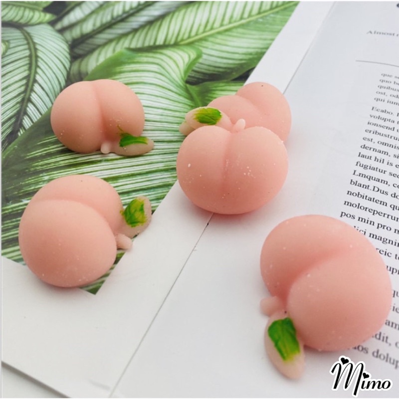 Squishy mini cute hình trái đào hồng xinh xắn, đồ chơi xả stress bóp vui tay, dán trang trí ốp điện thoại