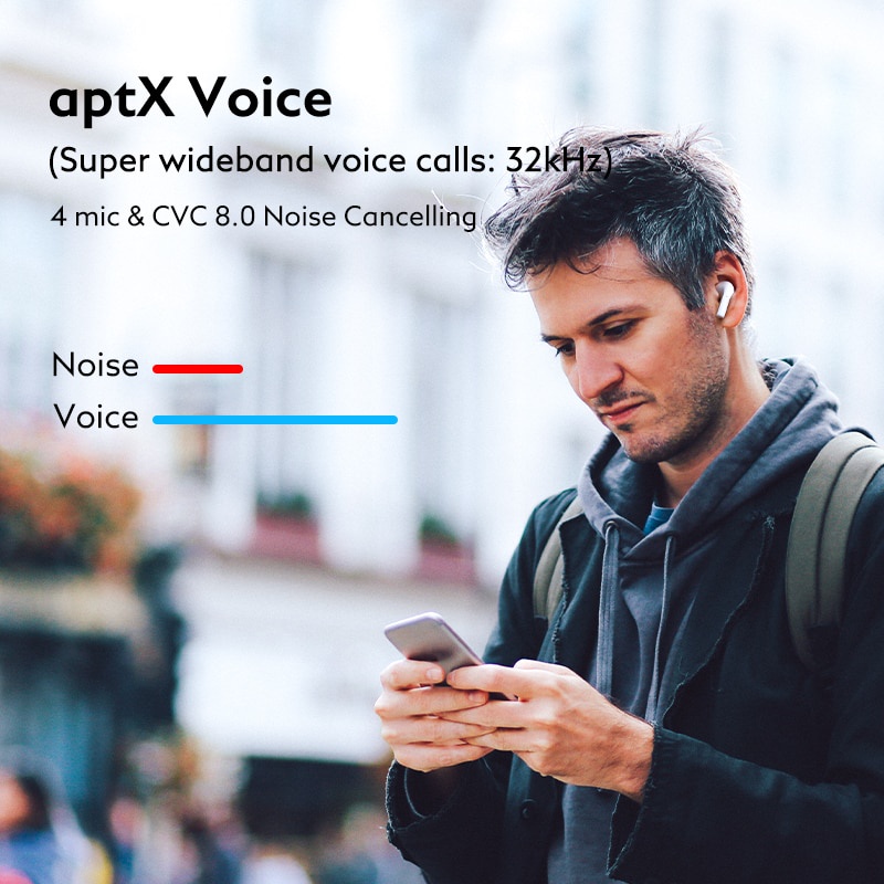 Mới Tai Nghe Không Dây QCY T18 Kết Nối Bluetooth V5.2 QCC3050 aptX Voice 32kHz 4 Mic CVC HD Kết Nối Với 2 Thiết Bị