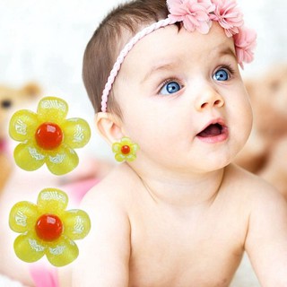 Haichenx Bông tai kẹp kim cương giả không đục lỗ dễ thương cho trẻ em Bé gái