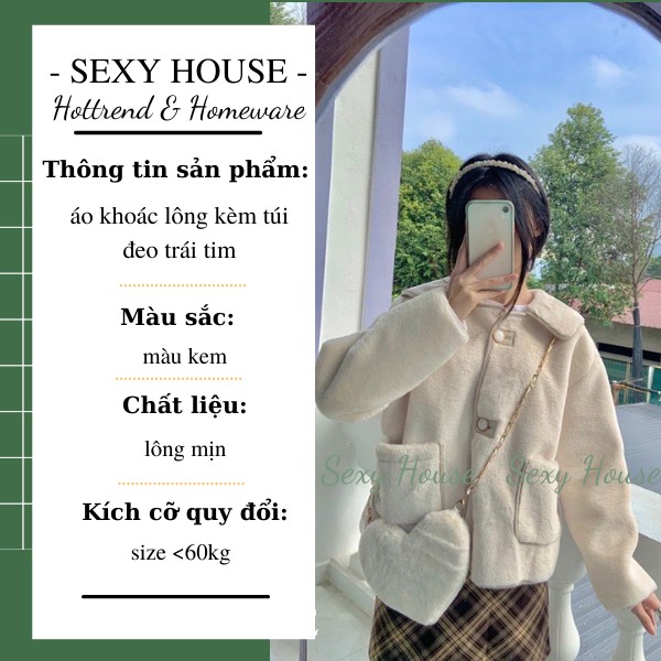 Áo lông cừu mùa đông tặng kèm túi đeo trái tim A03 SEXYHOUSE