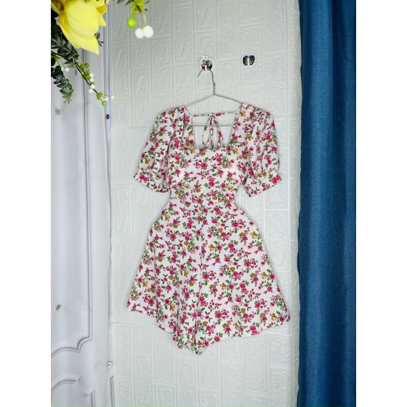 Váy Xòe Nữ 💖FREESHIP💖 Đầm Xòe Họa Tiết Hoa Ngắn Tay Cổ Vuông Sang Chảnh | BigBuy360 - bigbuy360.vn