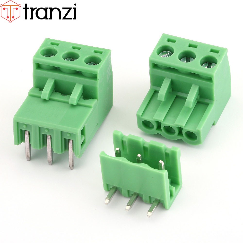 Cầu đấu 5.08mm 2EDG5.08 3P bộ đực cái chân cắm cong xanh - túi 5 bộ đực cái