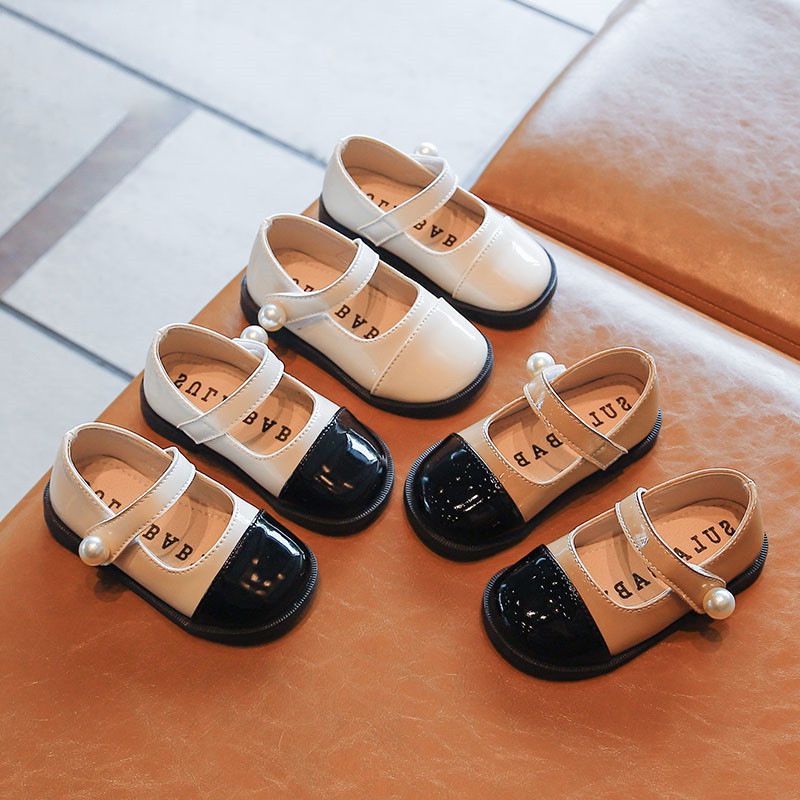 Giày búp bê bằng da đế mềm phong cách Hàn Quốc hợp thời trang cho bé gái