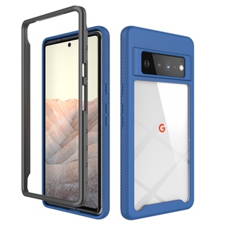 Google Pixel 5 6 7 Pro 6A 5A 4A 5G Casing 3 in 1 Luxury Shockproof Armor Case Front Back Double Protection Transparent Hard Soft silicone Phone Protective Back Cover