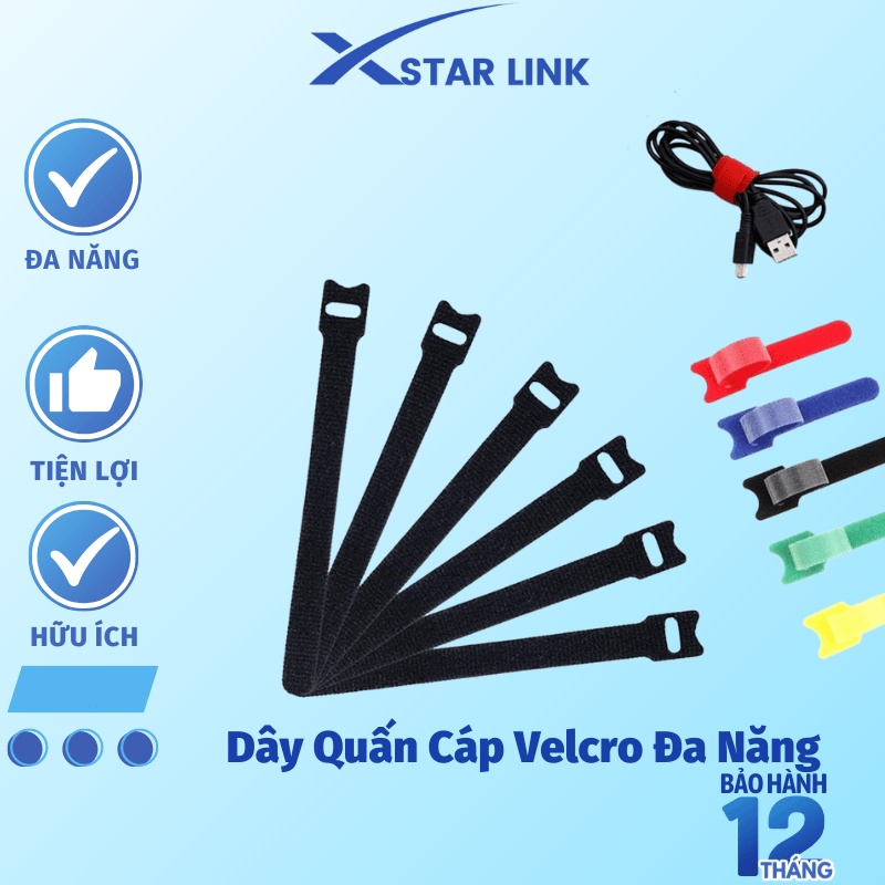 Dây quấn cáp Velcro 15cm, chống rối cáp sạc, tai nghe, dây phụ kiện