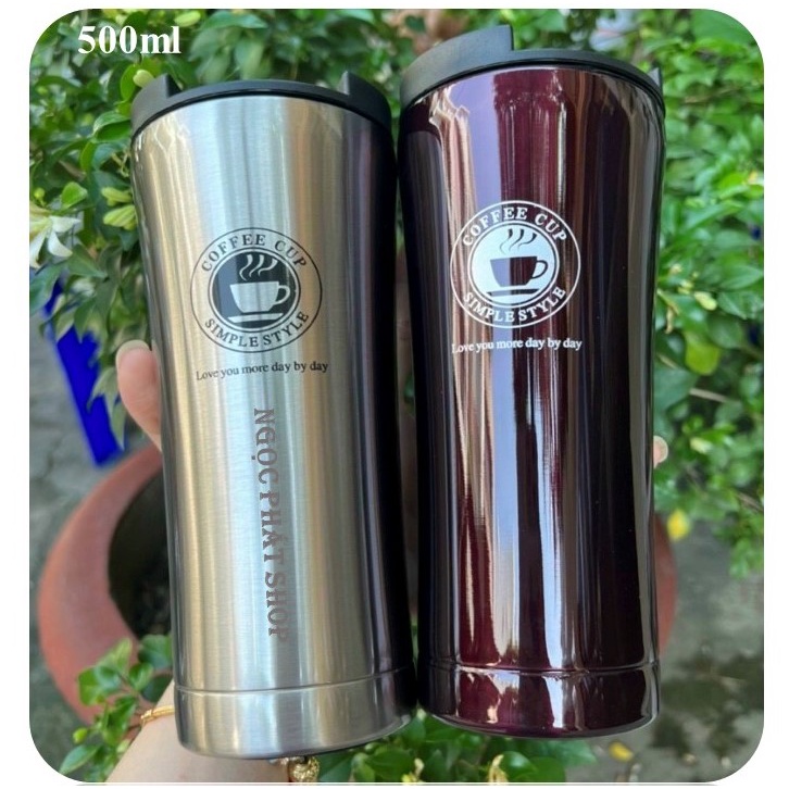 Ly Cafe Giữ Nhiệt SZM 500ml, Inox 304  [tặng kèm combo 2 ống hút inox và dụng cụ vệ sinh ống hút]